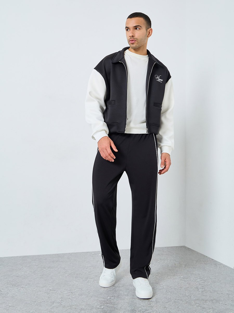 Men Black Boxy Fit Bomber Jacket