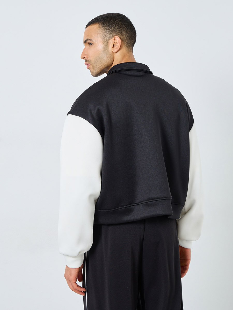 Men Black Boxy Fit Bomber Jacket