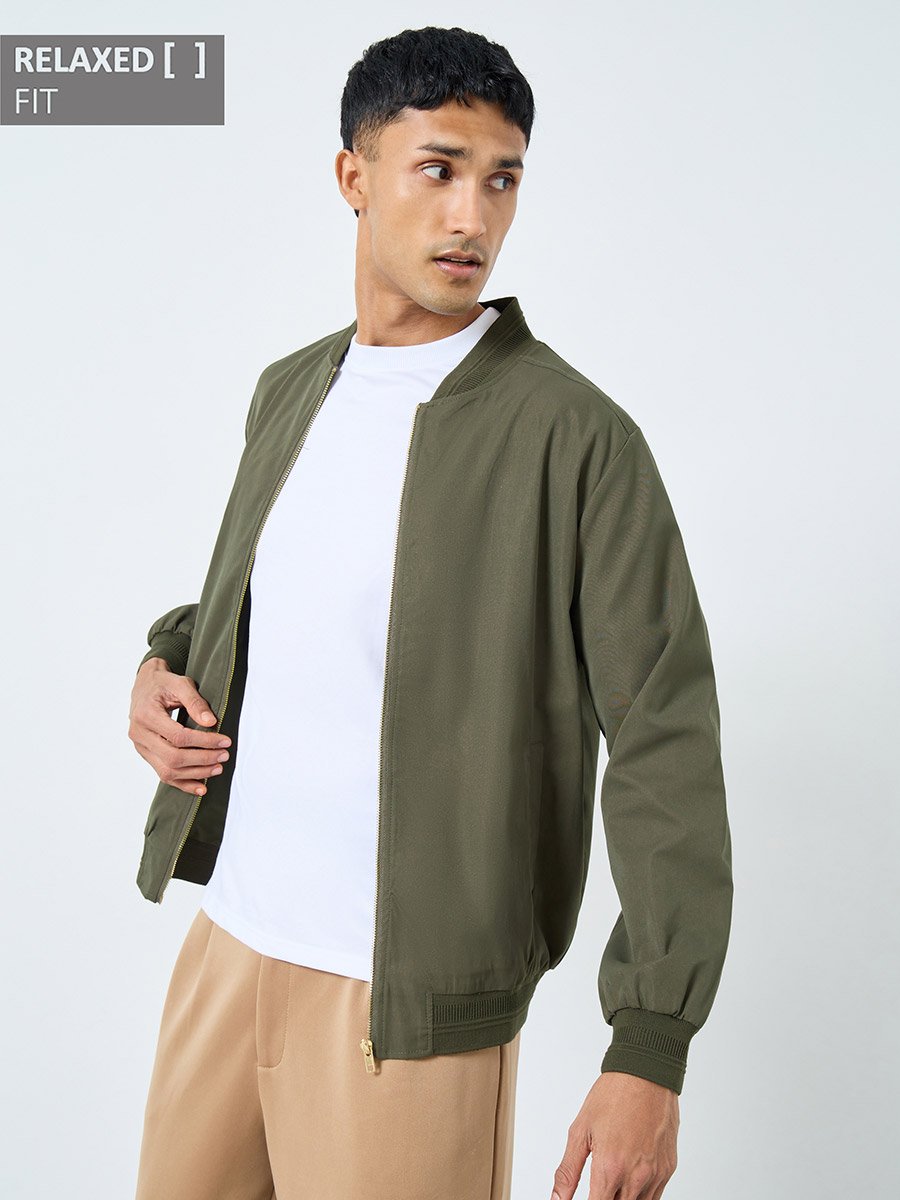 Men Relaxed Fit Bomber Jacket