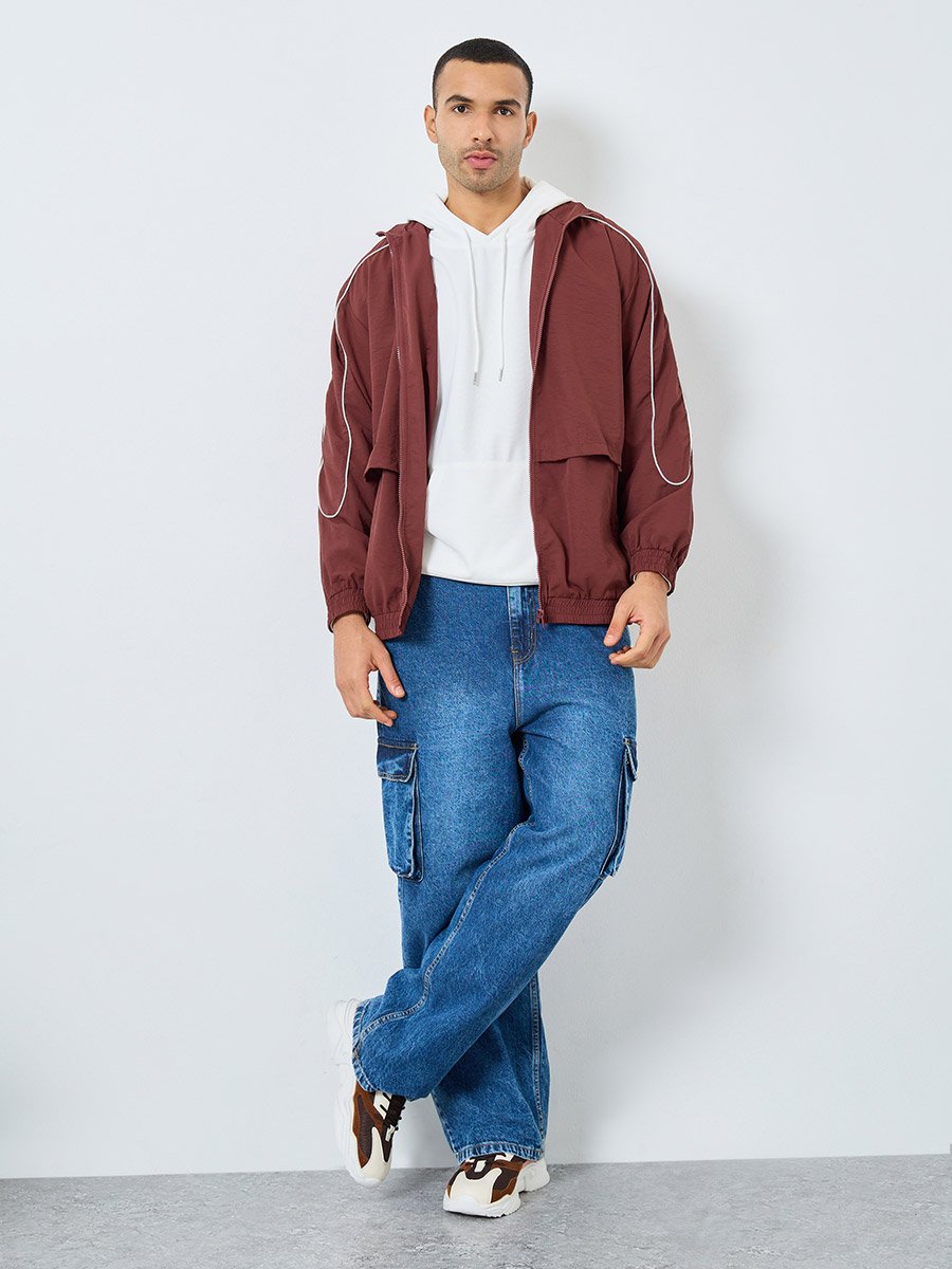 Men Rust Oversized Windbreaker Jacket For Men at UAE | Styli