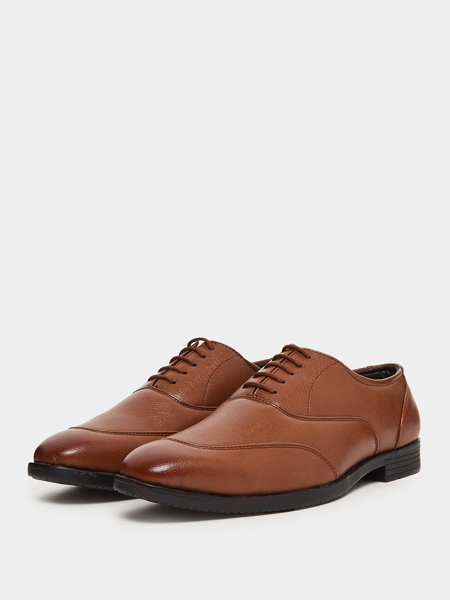 Brown Lace Up Pointed Toe Oxford Shoes