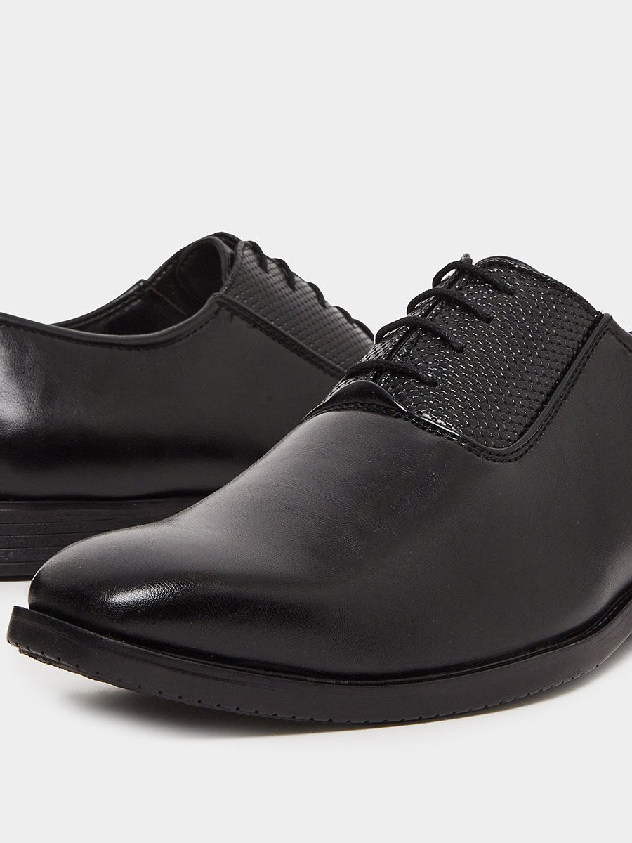 Animal Textured Lace Up Pointed Toe Oxford Shoes