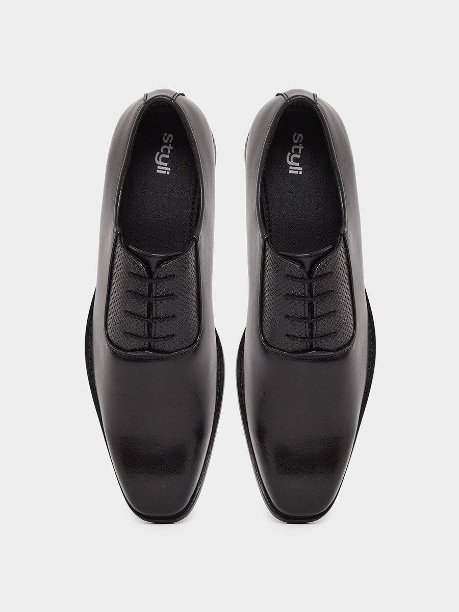 Animal Textured Lace Up Pointed Toe Oxford Shoes