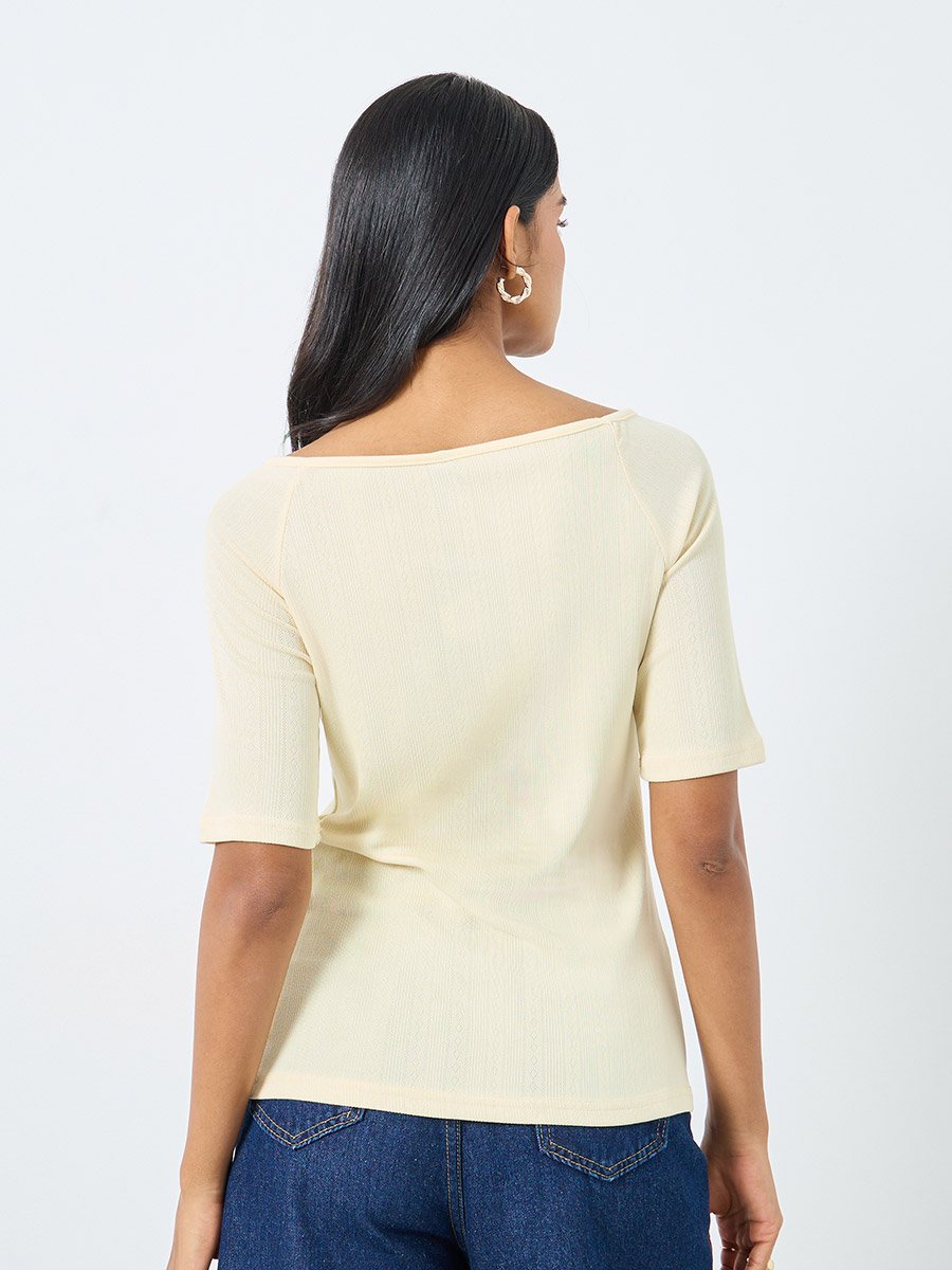 Texture Buttoned Knitted Top