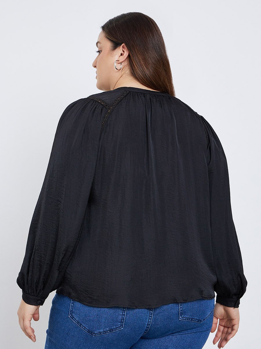 Plus Size Black Long Sleeve Blouse