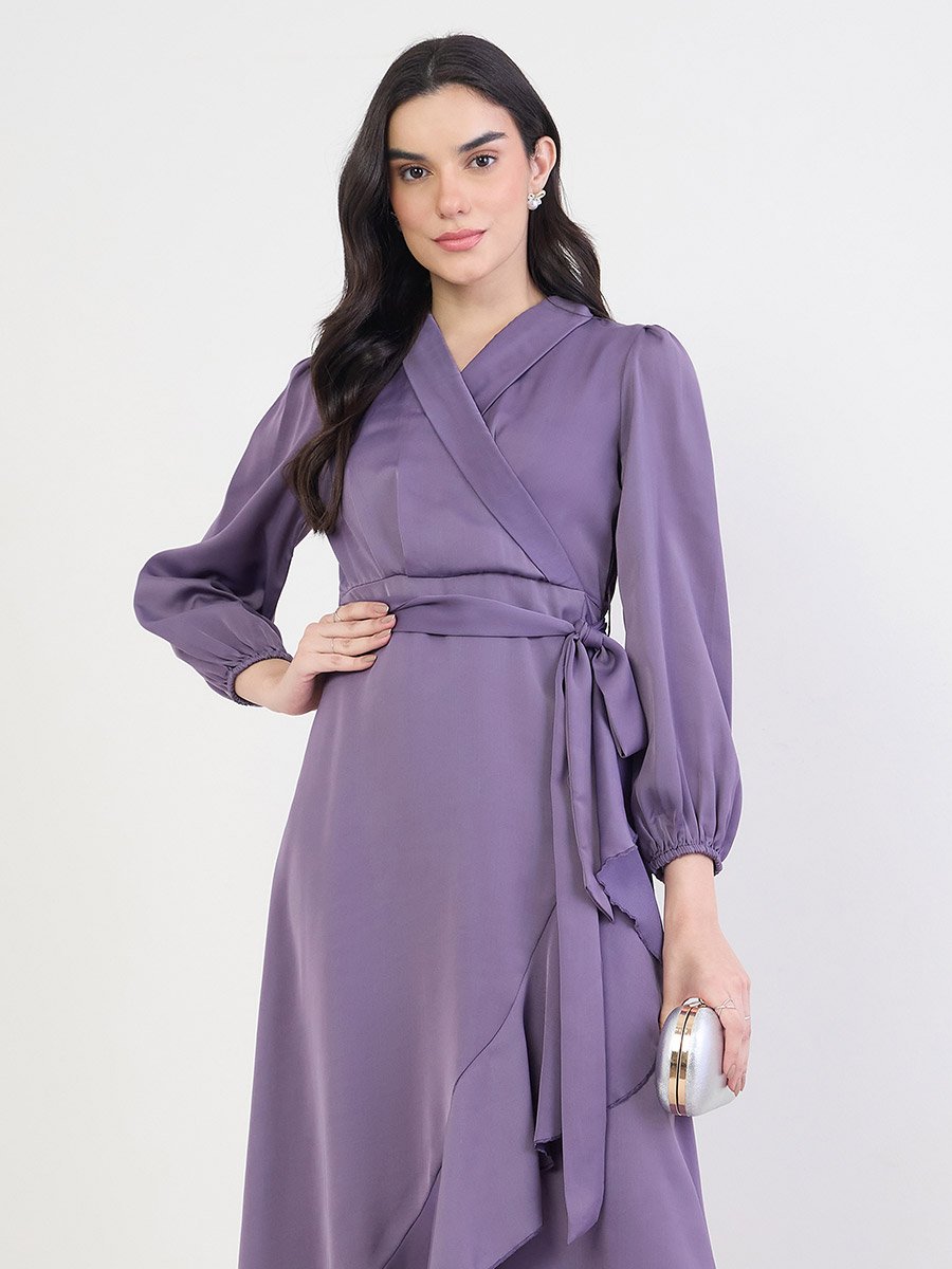 open lace back dress Norma Kamali| Fishtail Gown - Lilac