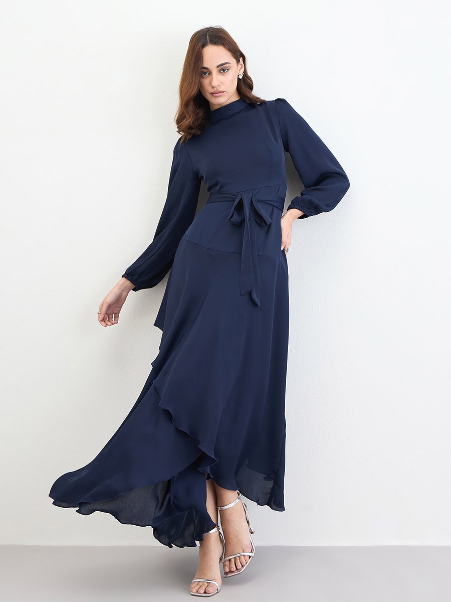 90s 2000s dress up ideas Berylove Women Navy Formal Dress with Puff Sleeves A Line Square Neck Wedding Guest Dress, Navy / custom