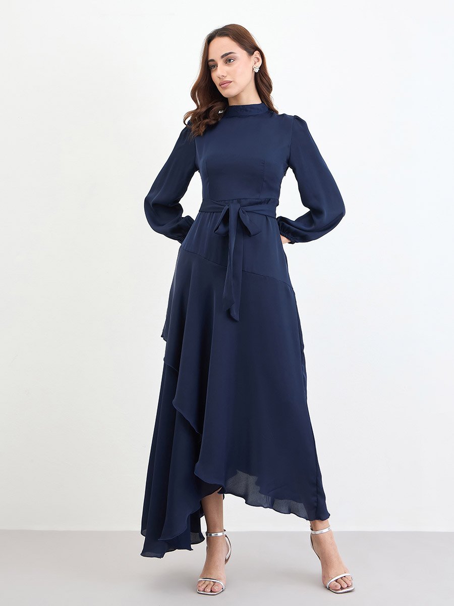 navy blue dress for baby girl Halter Cut Out Detail A Line Maxi Dress Navy Blue main image 0