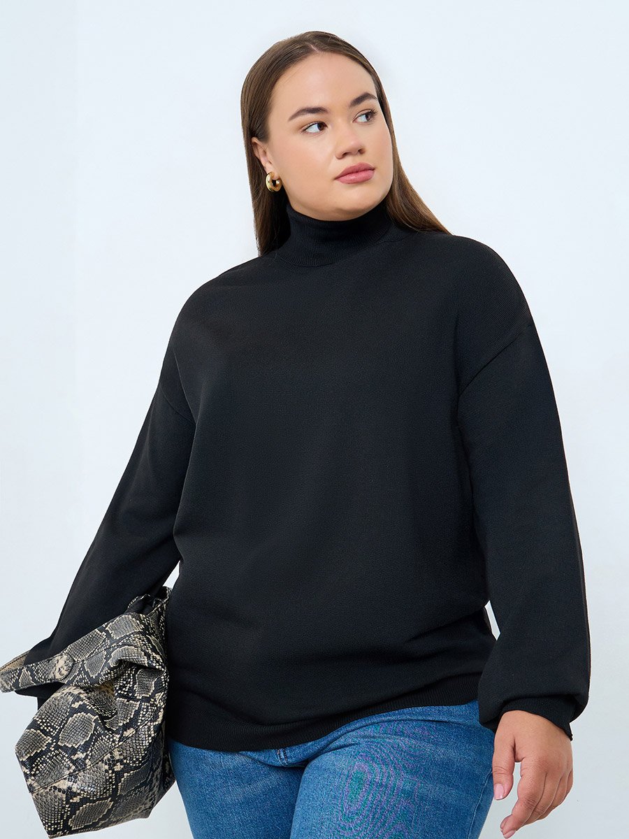 Plus Size Black Turtleneck Sweater