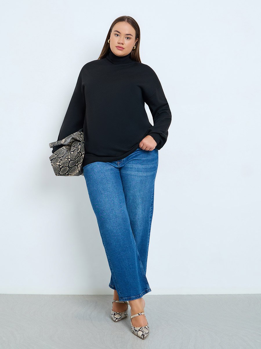 Plus Size Black Turtleneck Sweater
