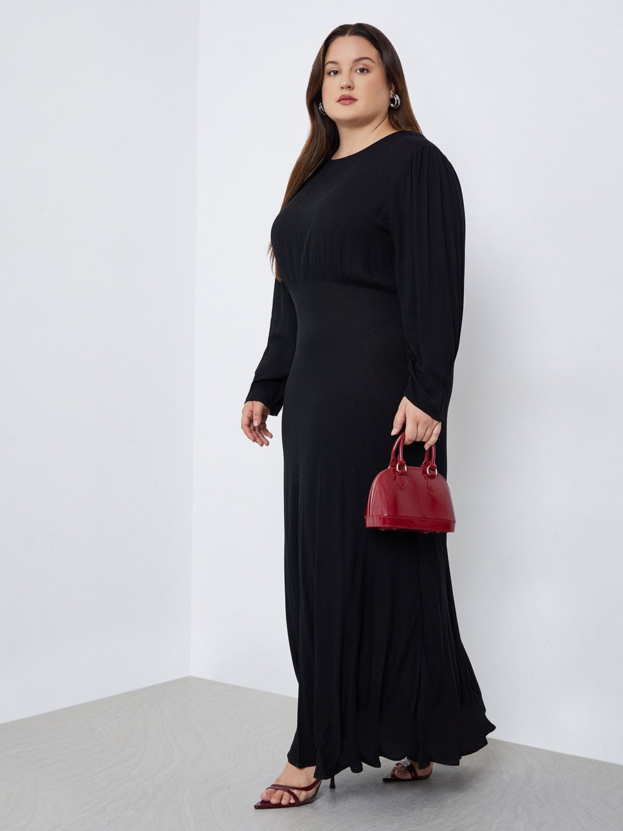 Plus Size Black Column Maxi Dress
