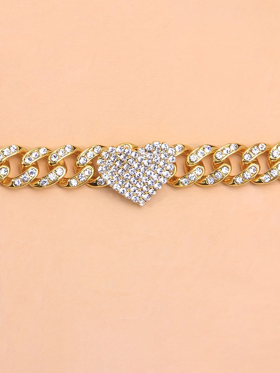 Embellished Chain with Heart Detail Anklet