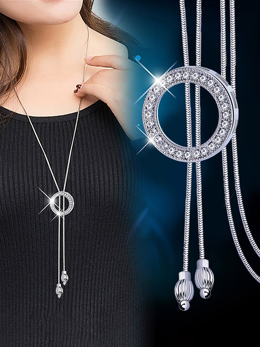 Embellished Circle Drop Necklace