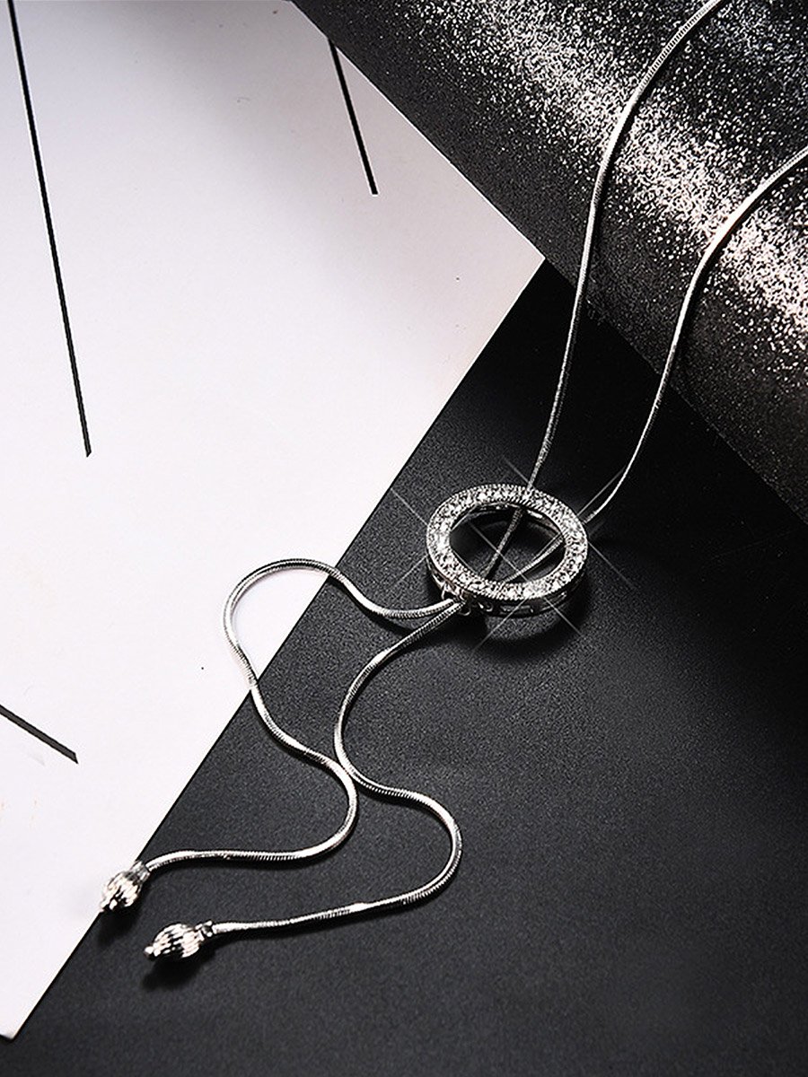 Embellished Circle Drop Necklace