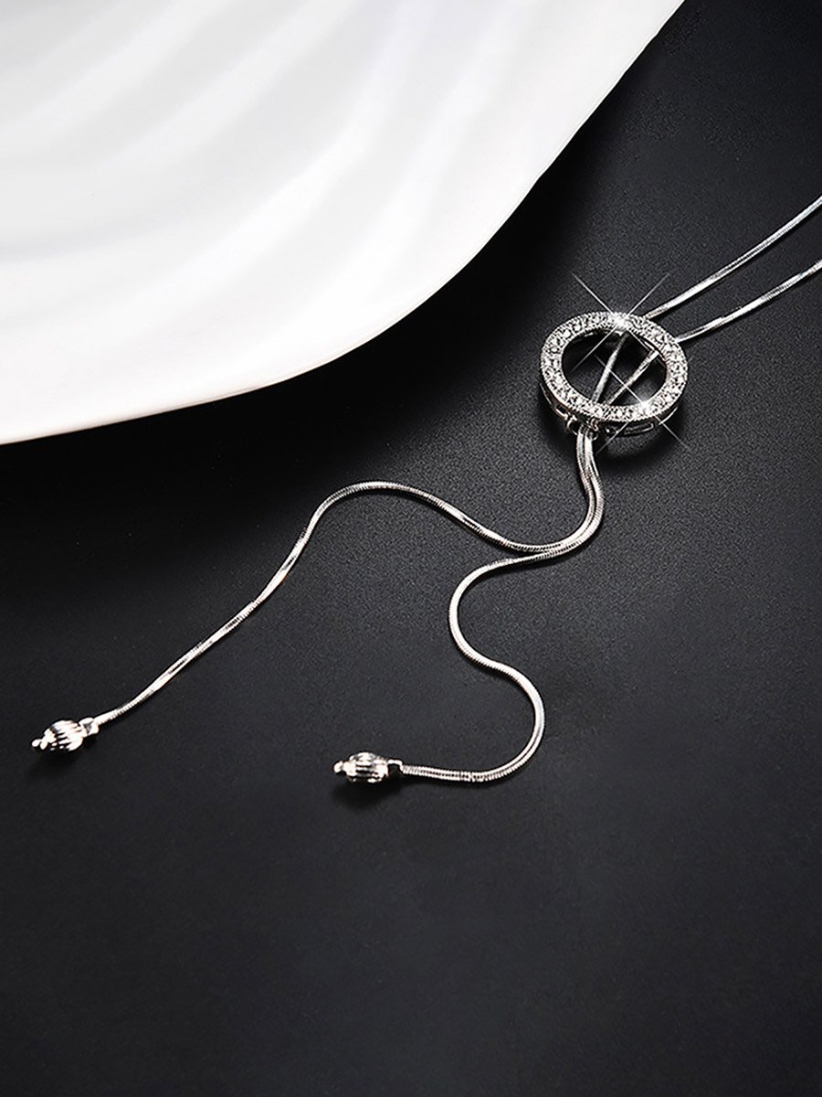 Embellished Circle Drop Necklace