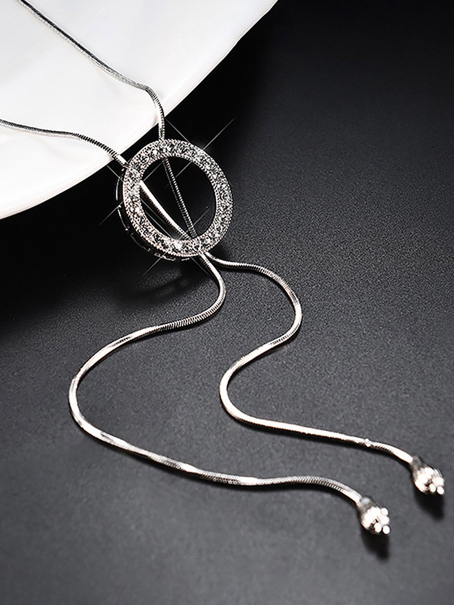 Embellished Circle Drop Necklace