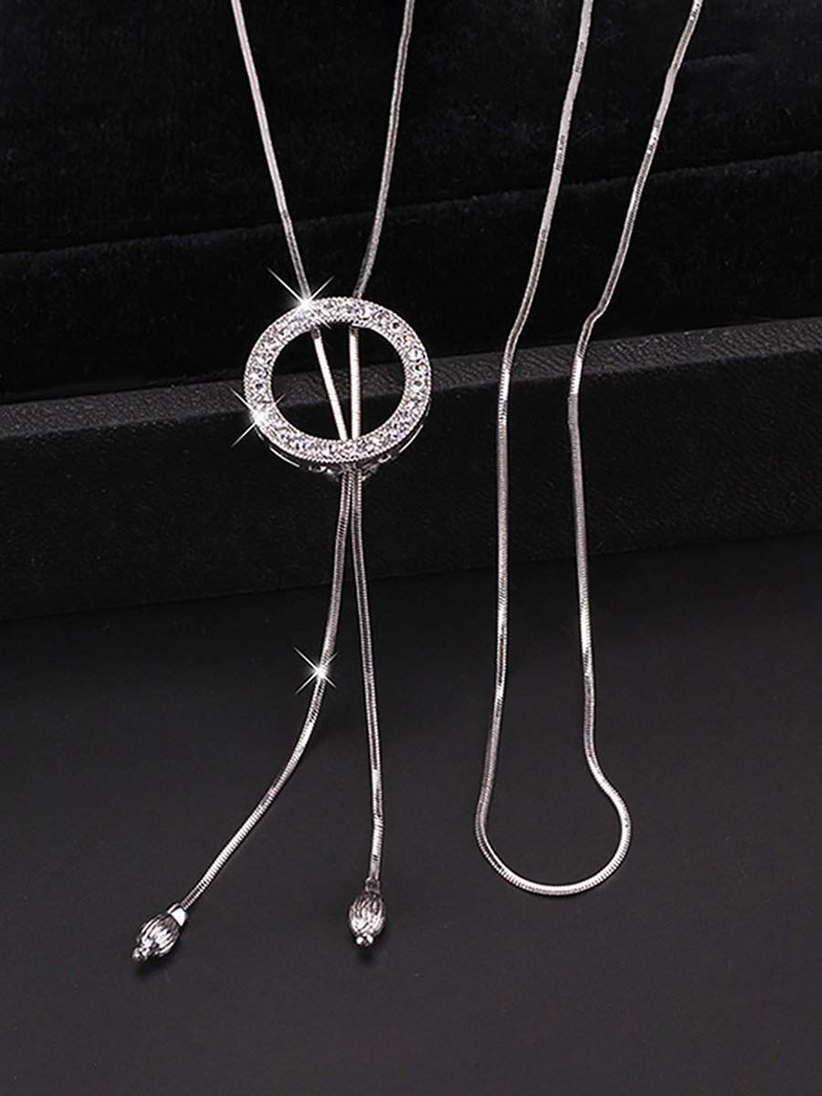 Embellished Circle Drop Necklace