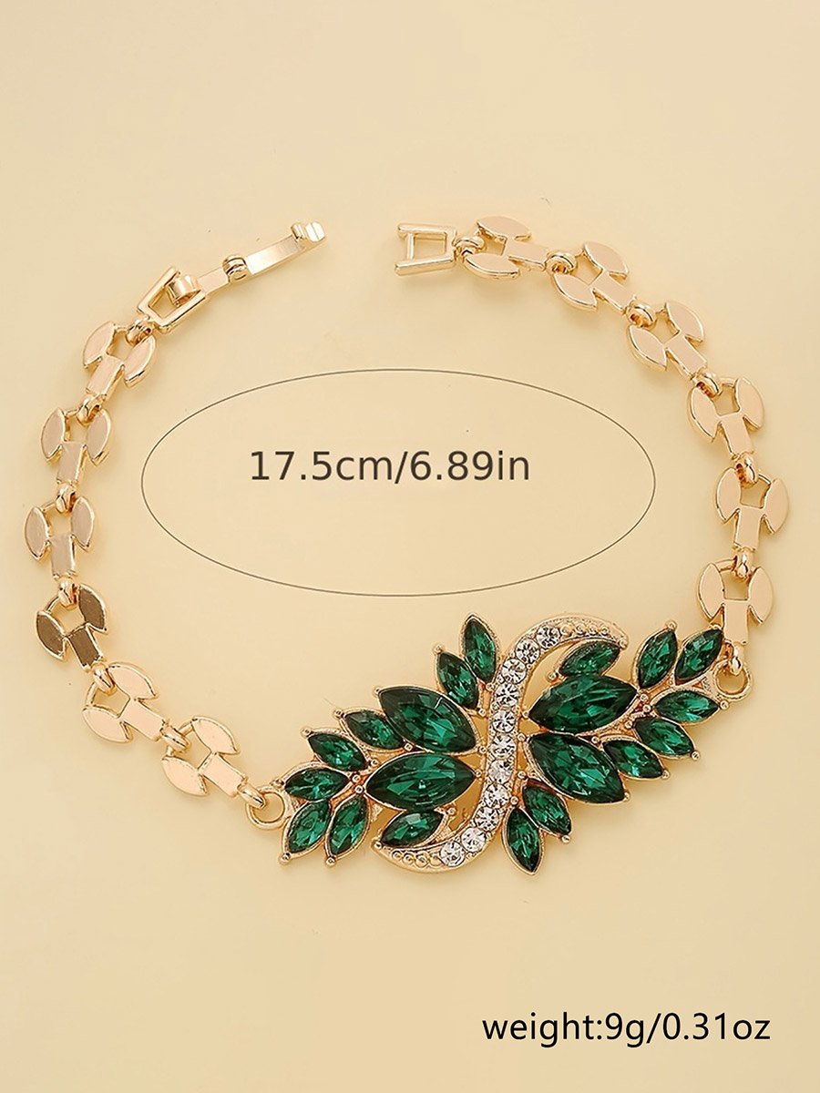 Embellished Rhinestone Leaf Bracelet