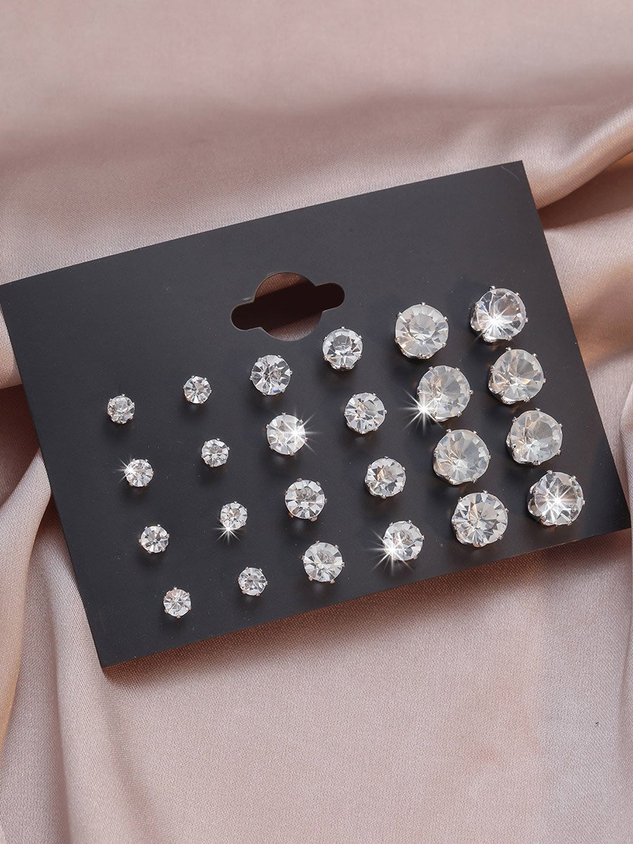 Set of 12 - Embellished Rhinestone Earrings 