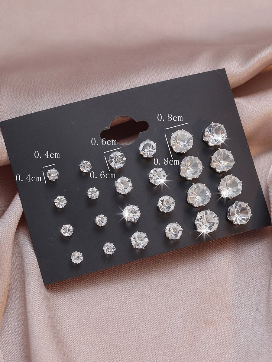 Set of 12 - Embellished Rhinestone Earrings 