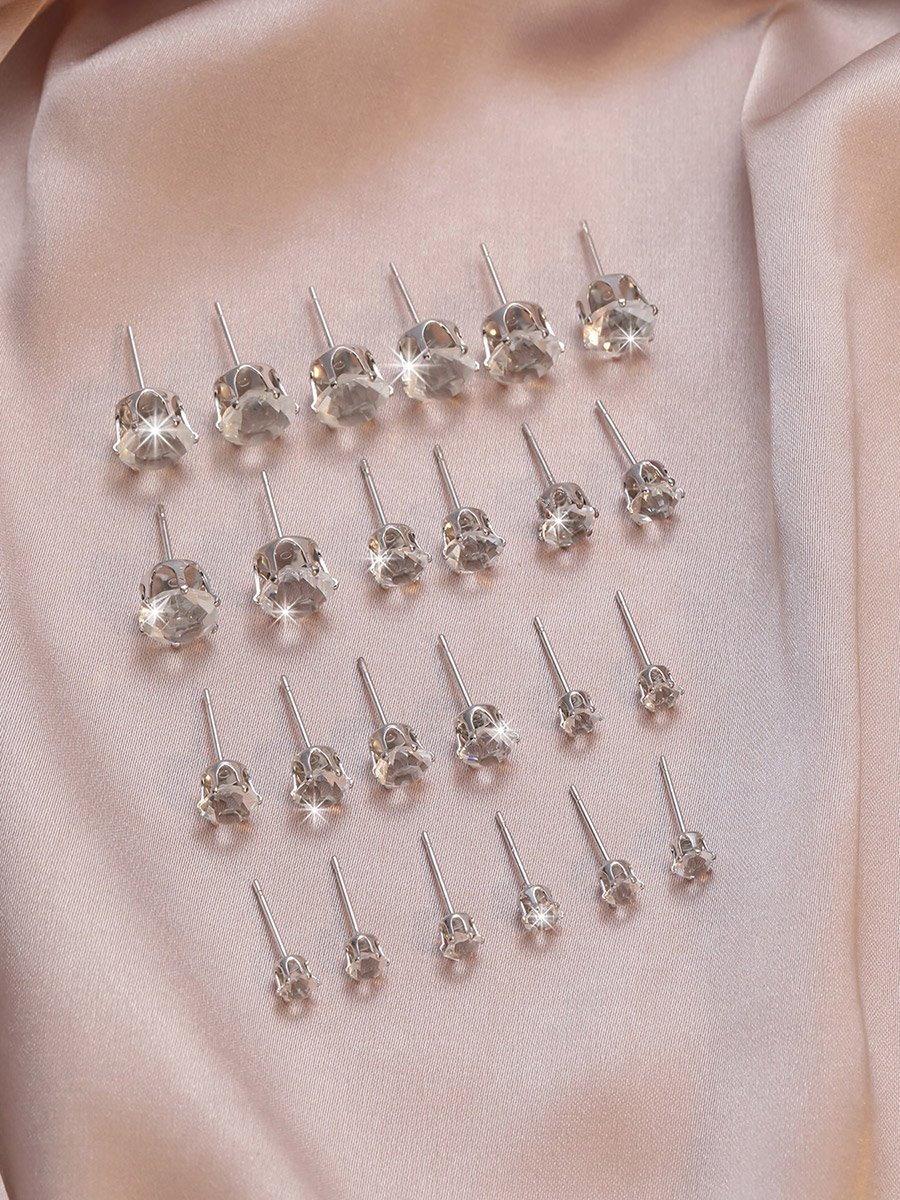 Set of 12 - Embellished Rhinestone Earrings 