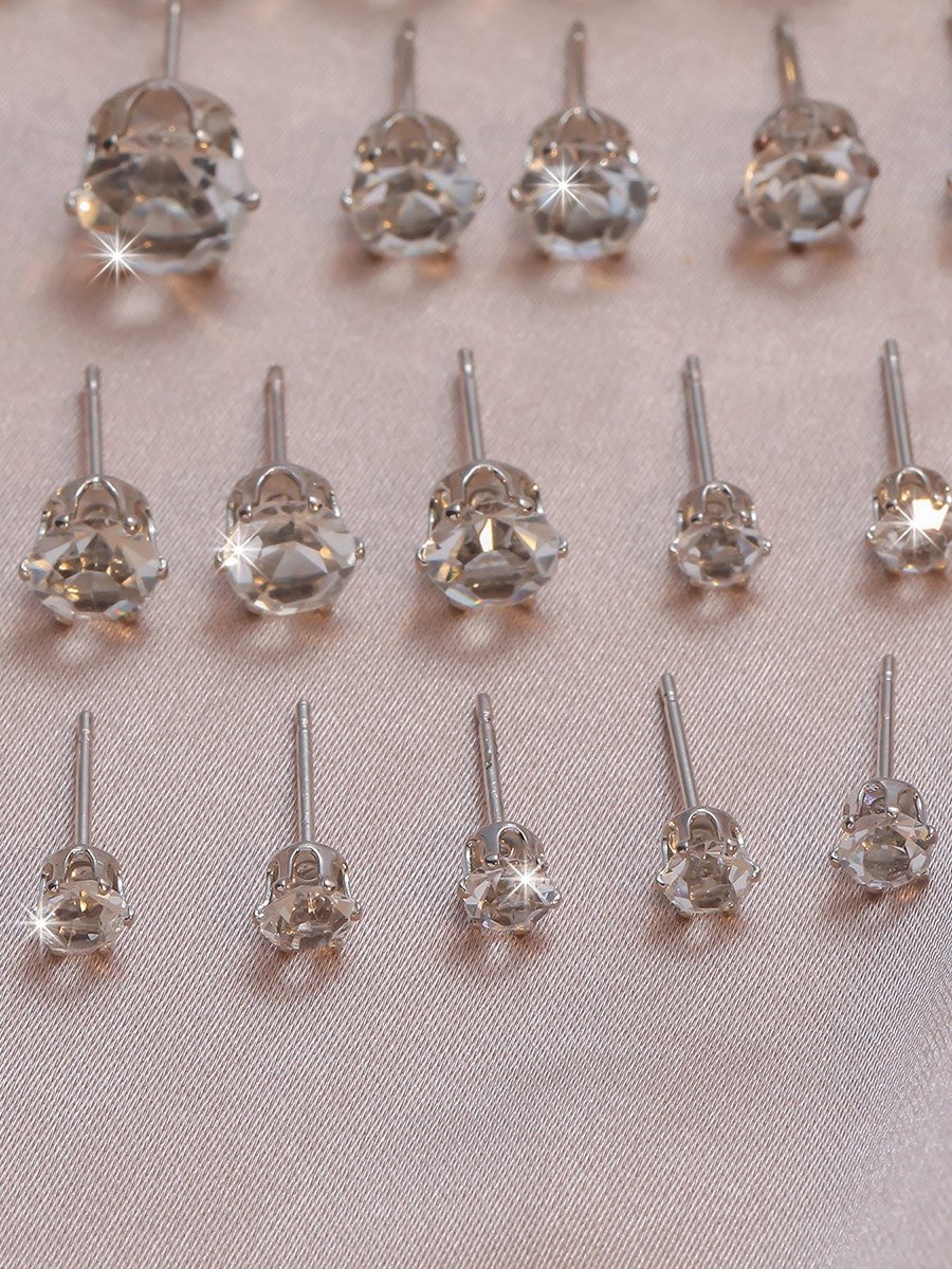 Set of 12 - Embellished Rhinestone Earrings 