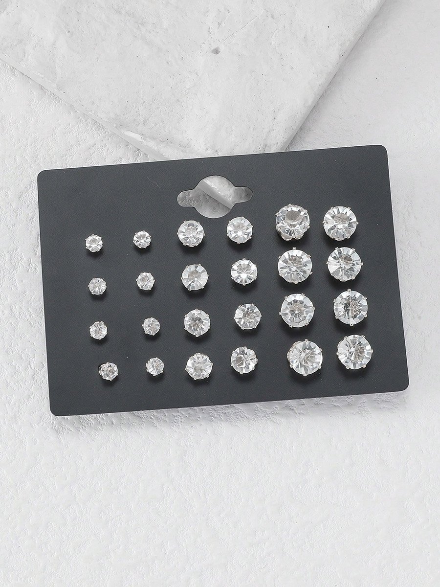 Set of 12 - Embellished Rhinestone Earrings 