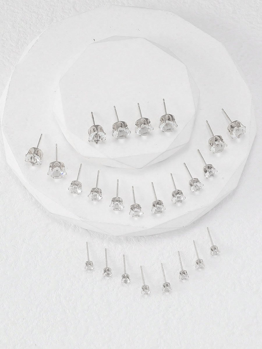 Set of 12 - Embellished Rhinestone Earrings 