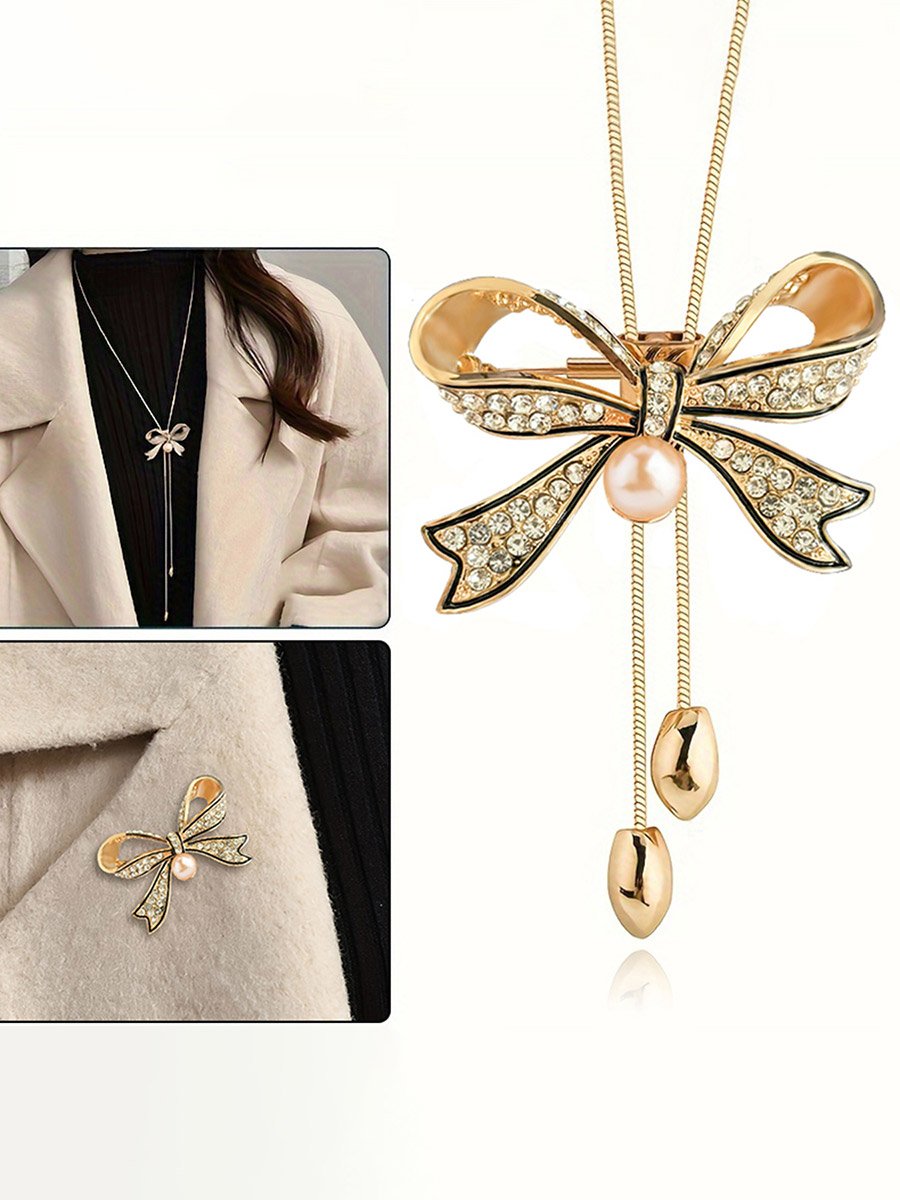 Embellished Bow Detail Necklace