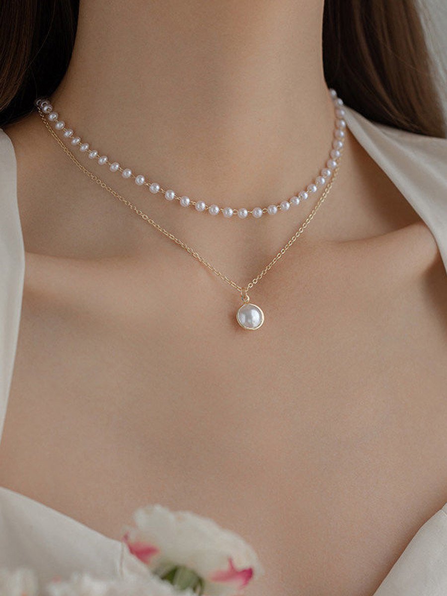 Faux Pearl Layered Necklace