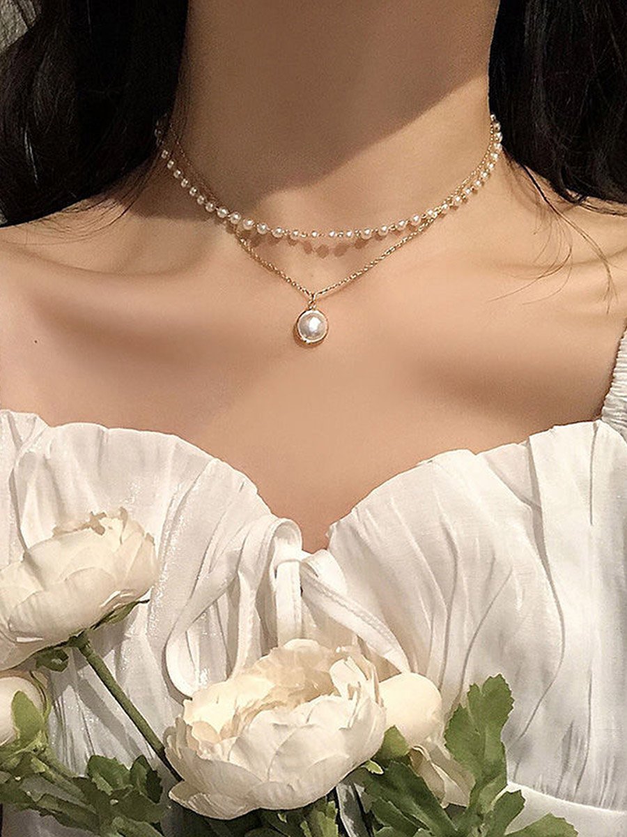 Faux Pearl Layered Necklace