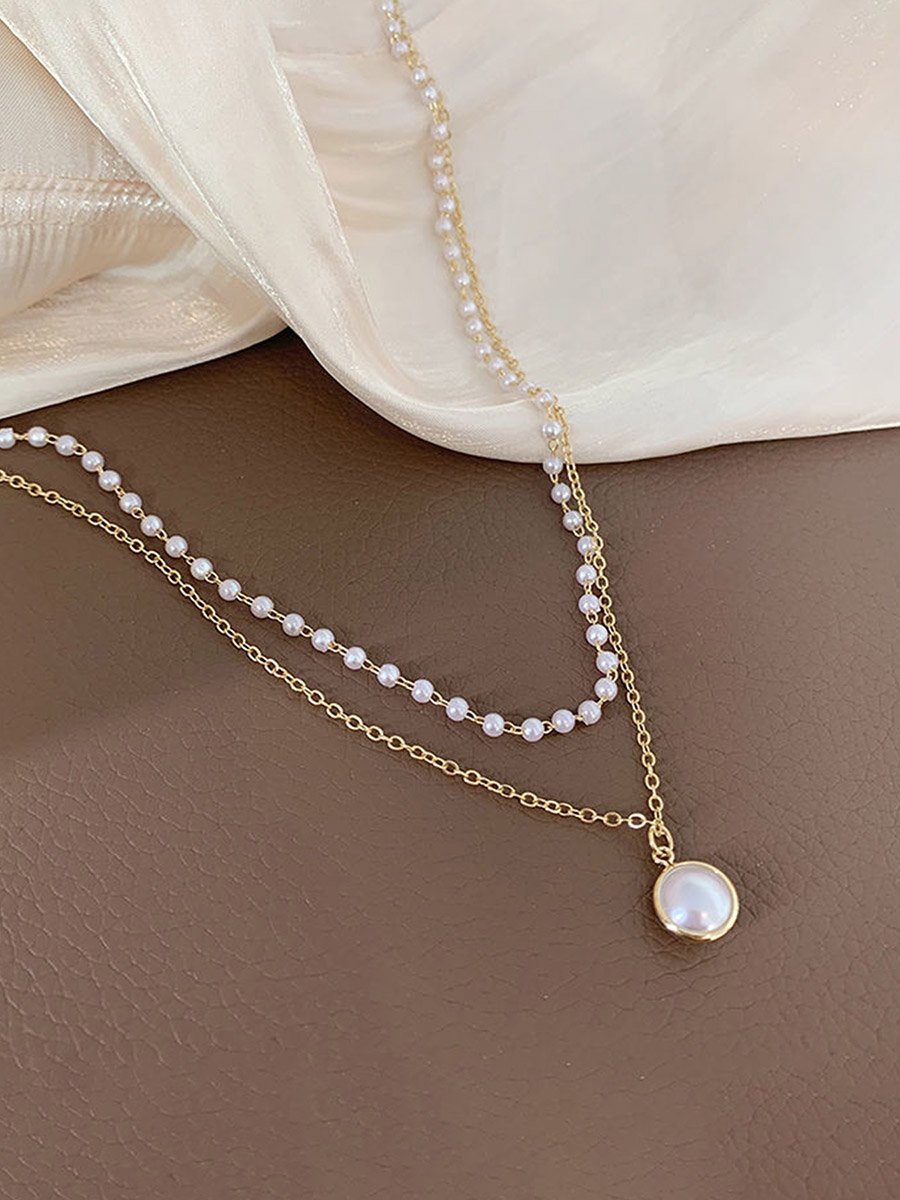 Faux Pearl Layered Necklace