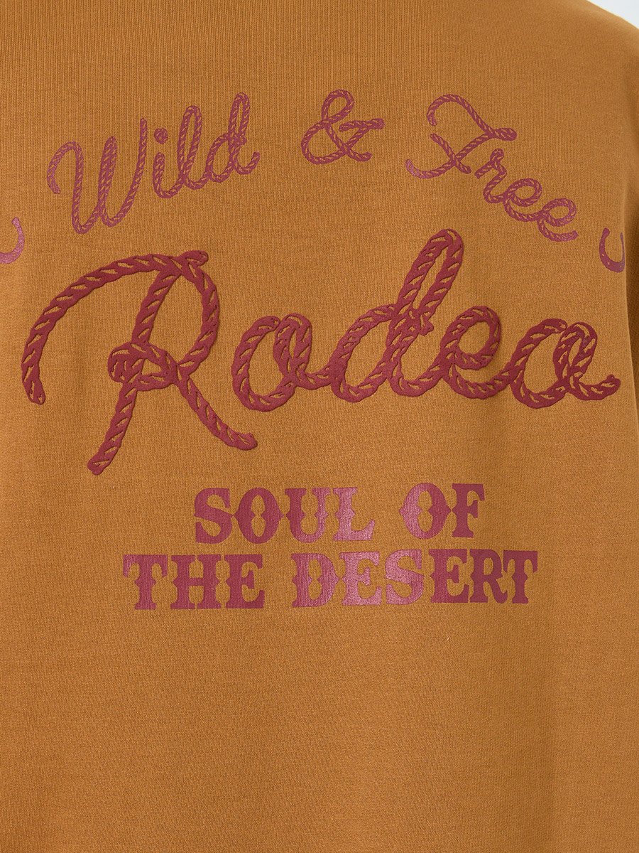 Men Brown Embroidered Slogan Oversized T-Shirt