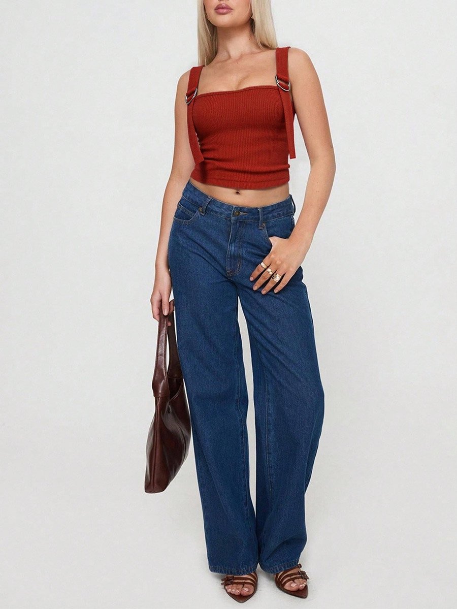 Red Ribbed Knit Crop Top