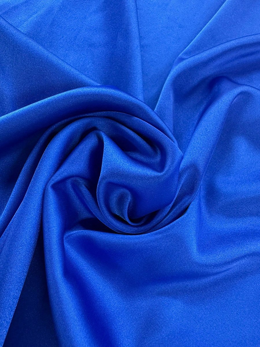 Blue Satin Crop Top and High Rise Maxi Skirt Co-Ords