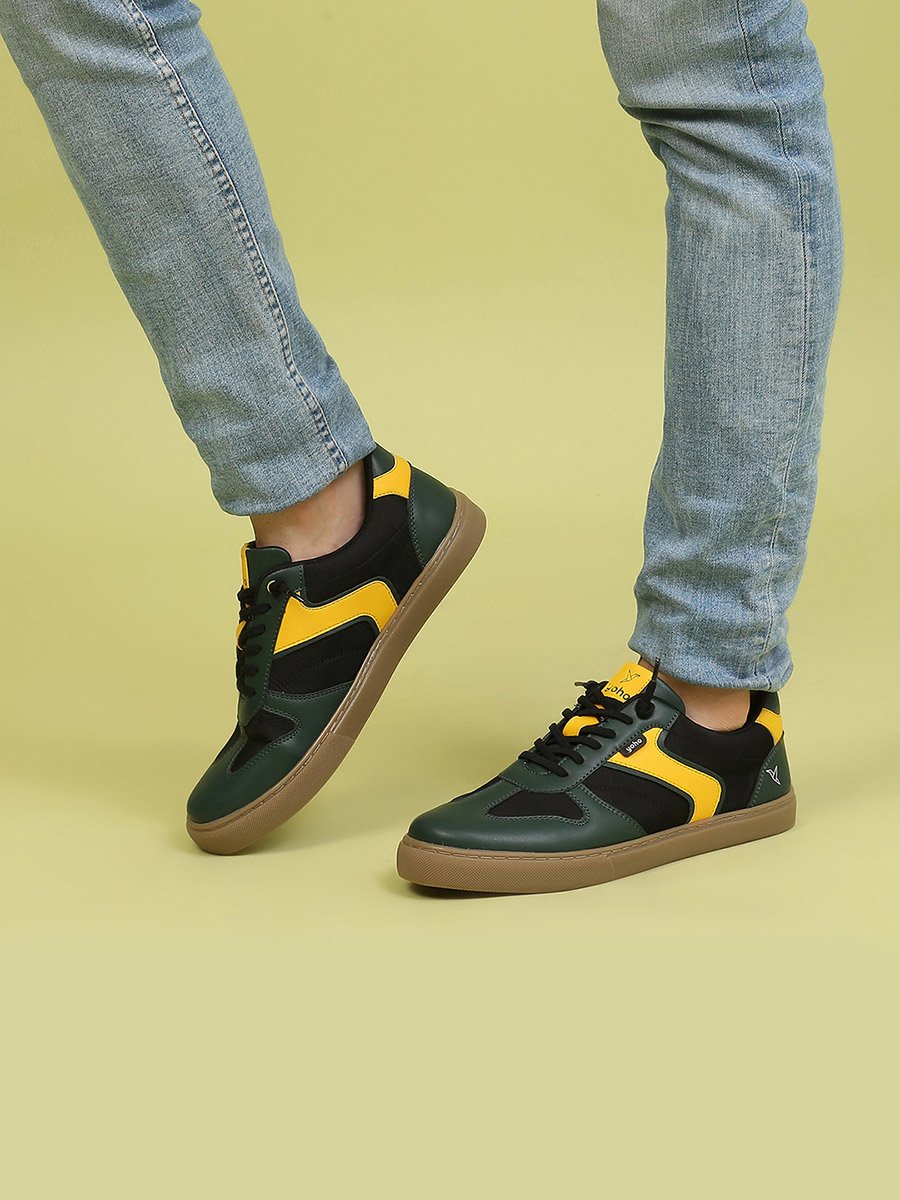 Men Stride Color Block Stretch Lace Sneakers