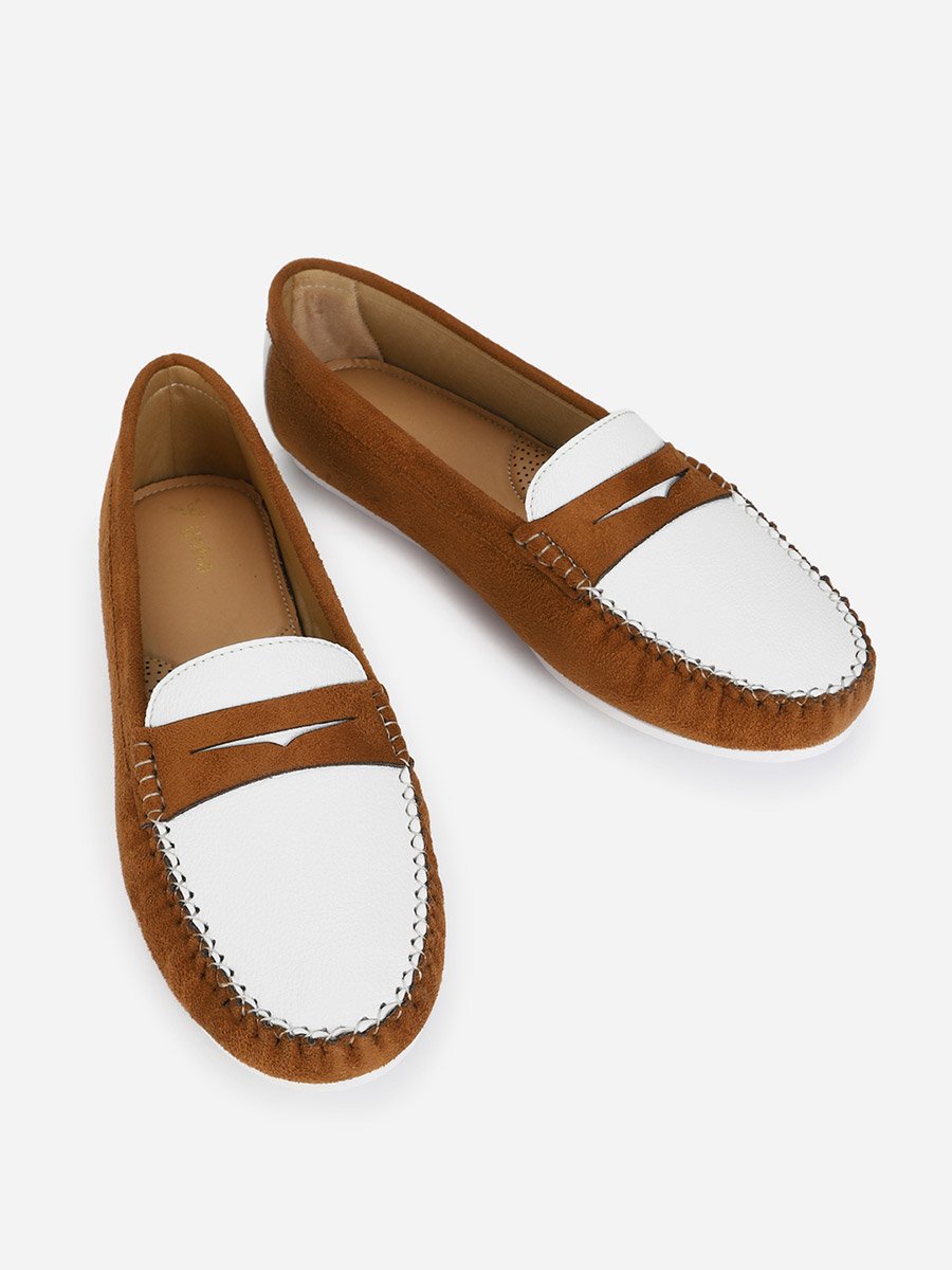 Brown Bliss Color Block Semi Casual Loafers