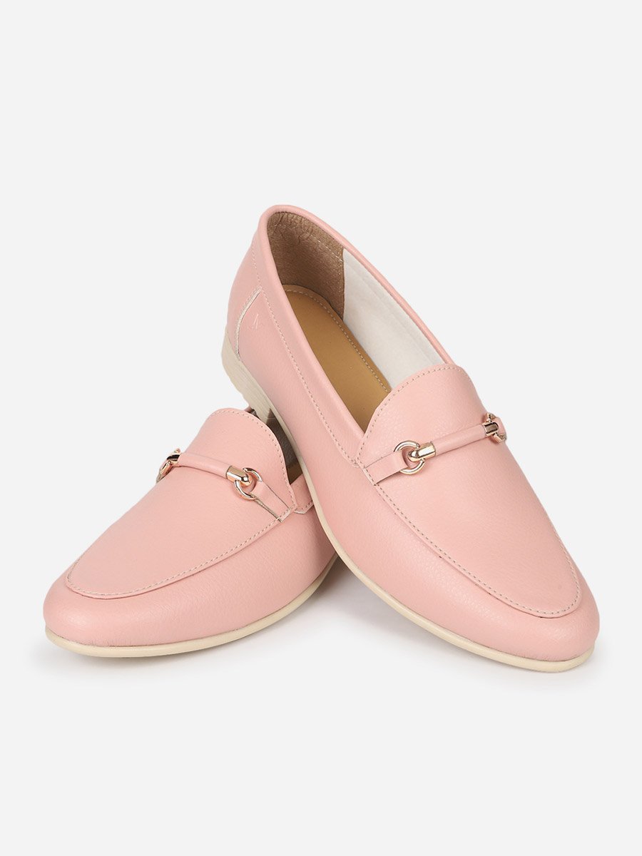 Pink Bliss Slip On Loafers with Snaffle Detail