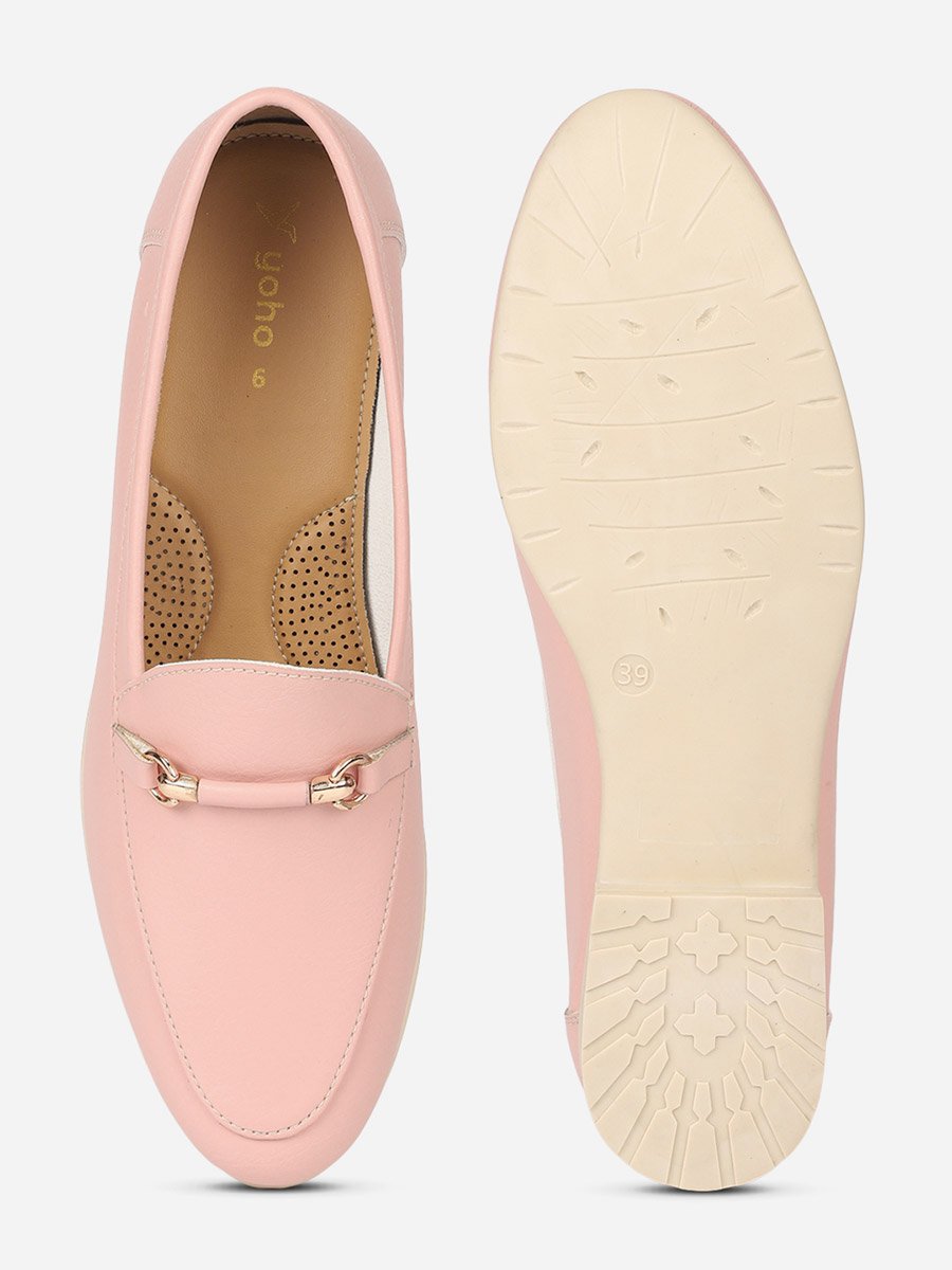 Pink Bliss Slip On Loafers with Snaffle Detail