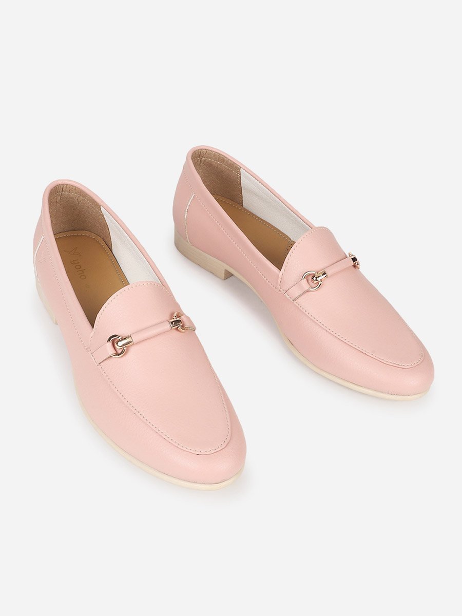 Pink Bliss Slip On Loafers with Snaffle Detail