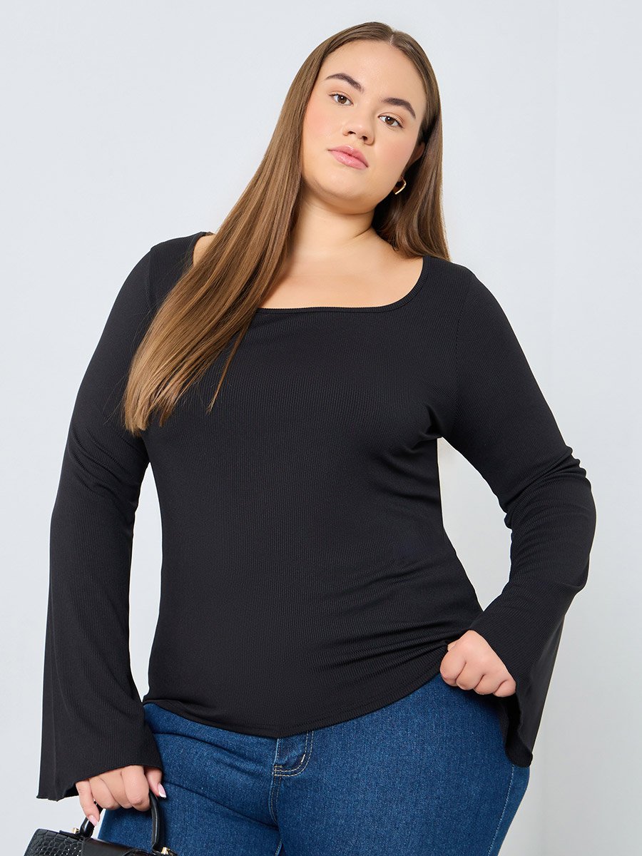 Plus Size Burgundy Ribbed Top