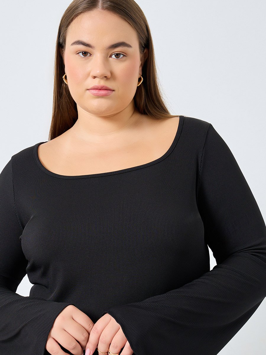 Plus Size Burgundy Ribbed Top