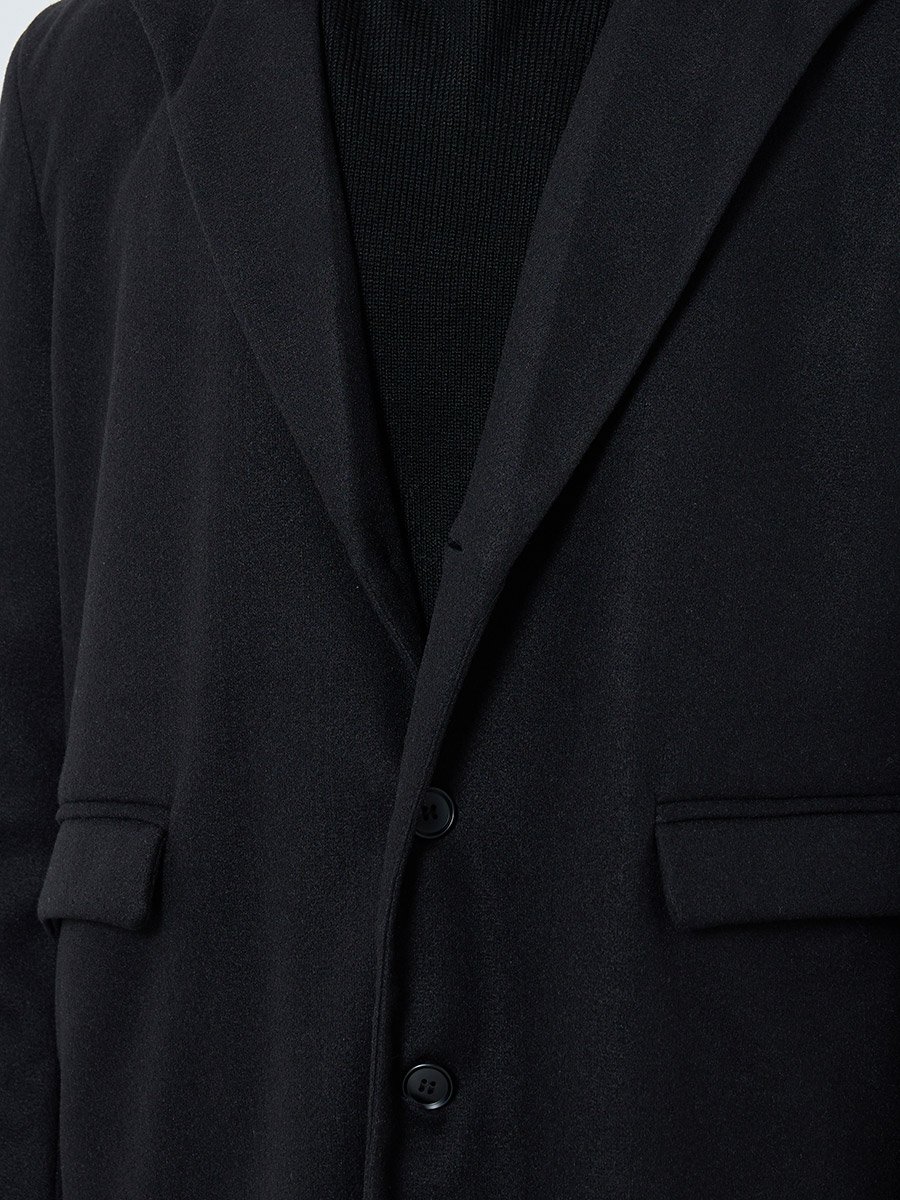Men Black Oversized Wool Like Coat