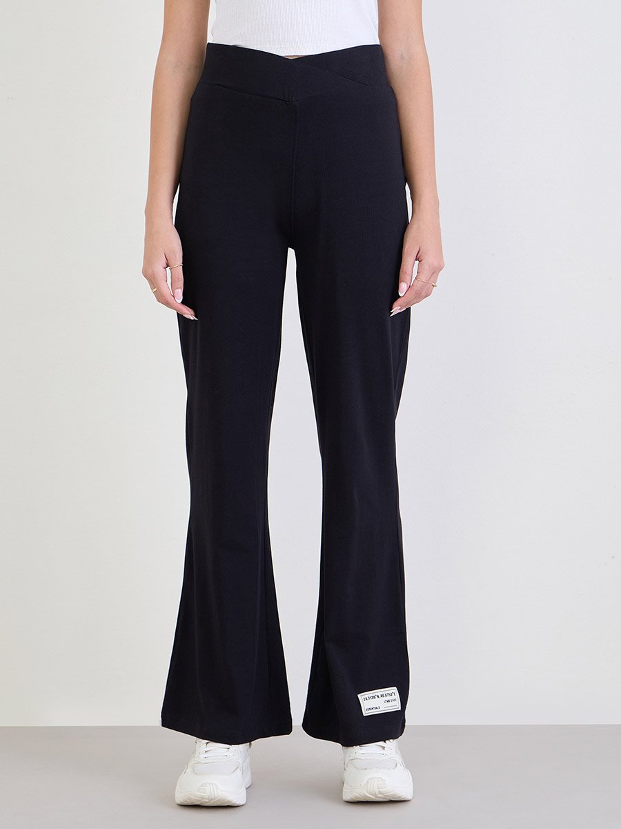 Women Black Flare Leggings