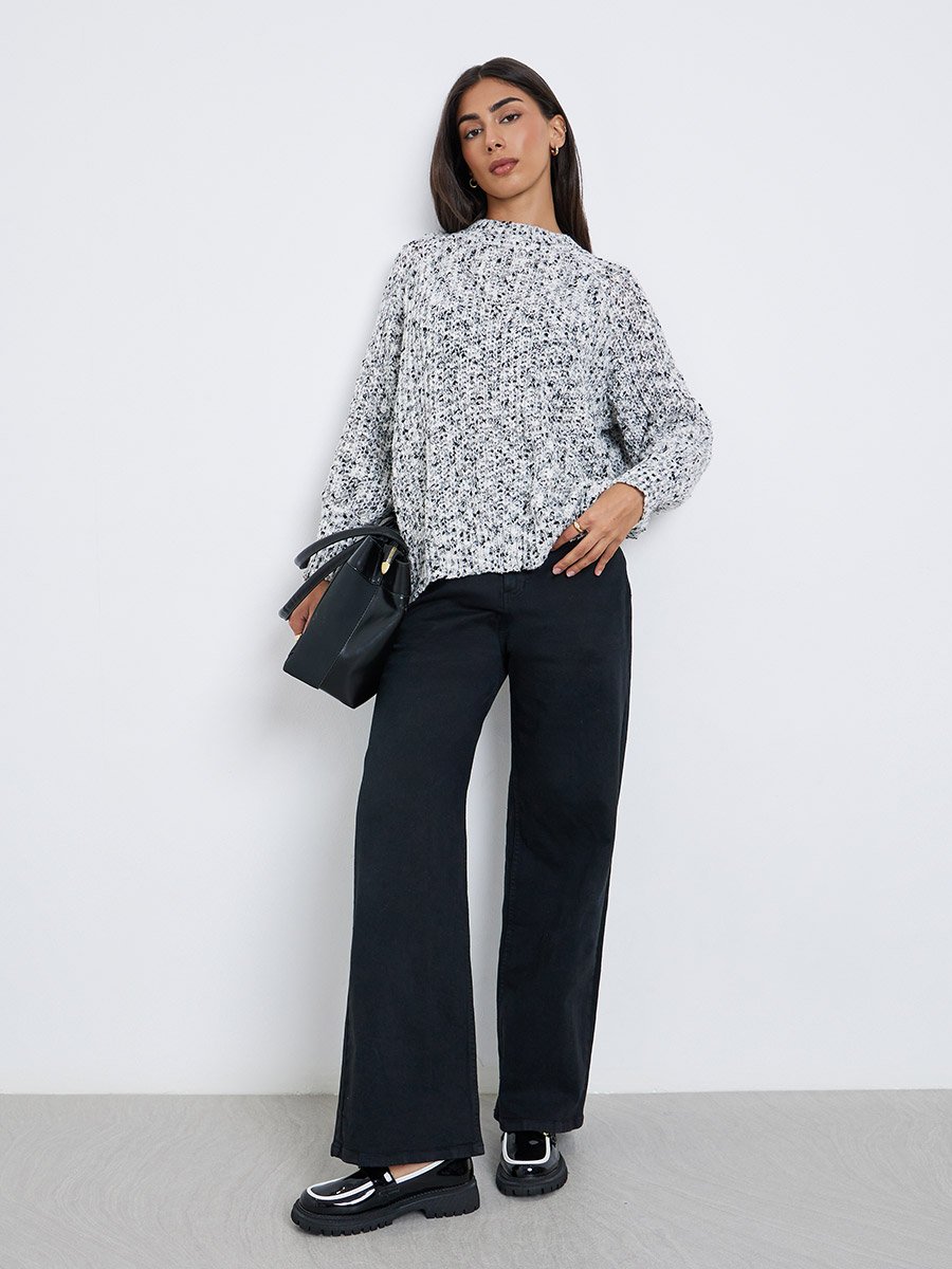 Regular Fit Multi Yarn Knit Sweater