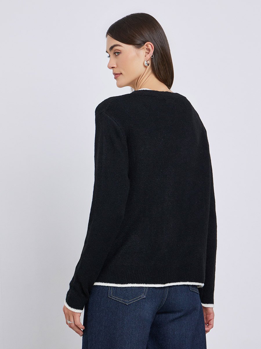 Black Regular Fit Buttoned Knit Cardigan
