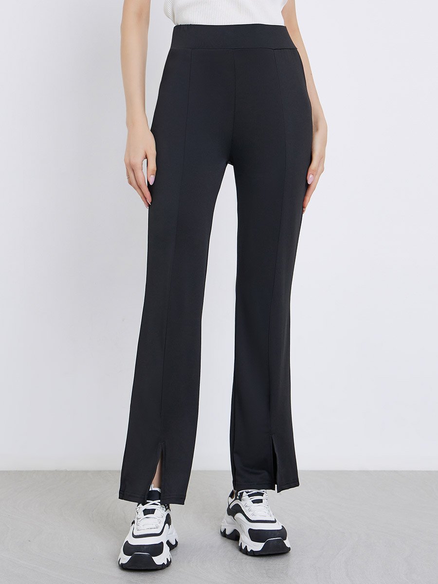 Black Plain Flared Leggings