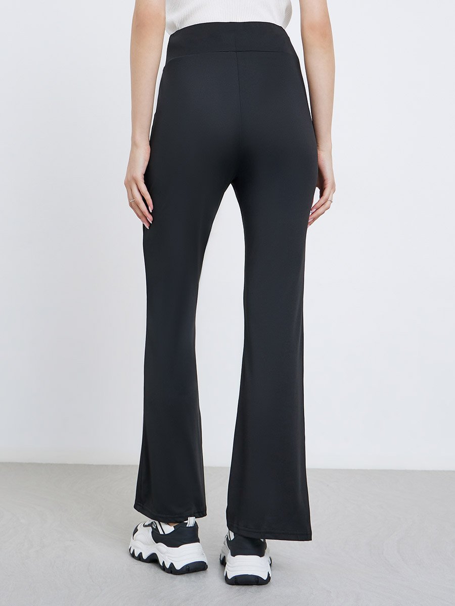 Black Plain Flared Leggings