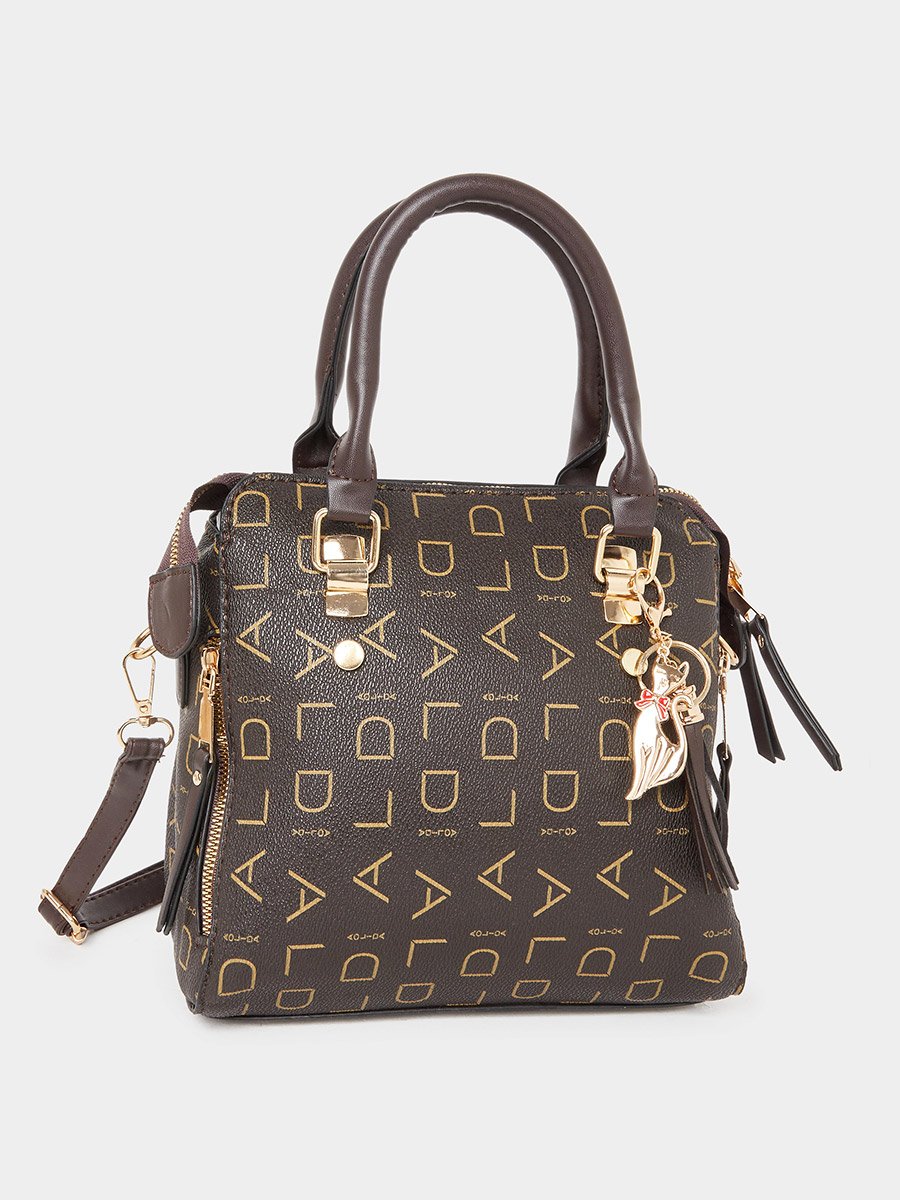 Printed Handbag with Purse and Dropped Charm