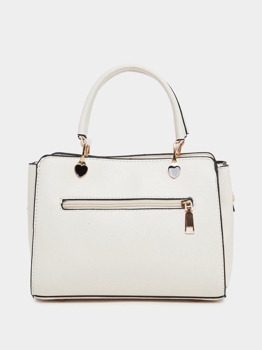 Solid Dual Handles Handbag with Purse Set